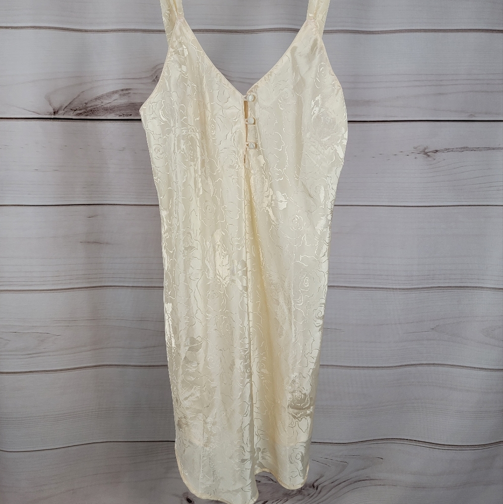 New Vintage Liz BANKS INTIMATES Dress Lingerie Beige Floral S USA #B61